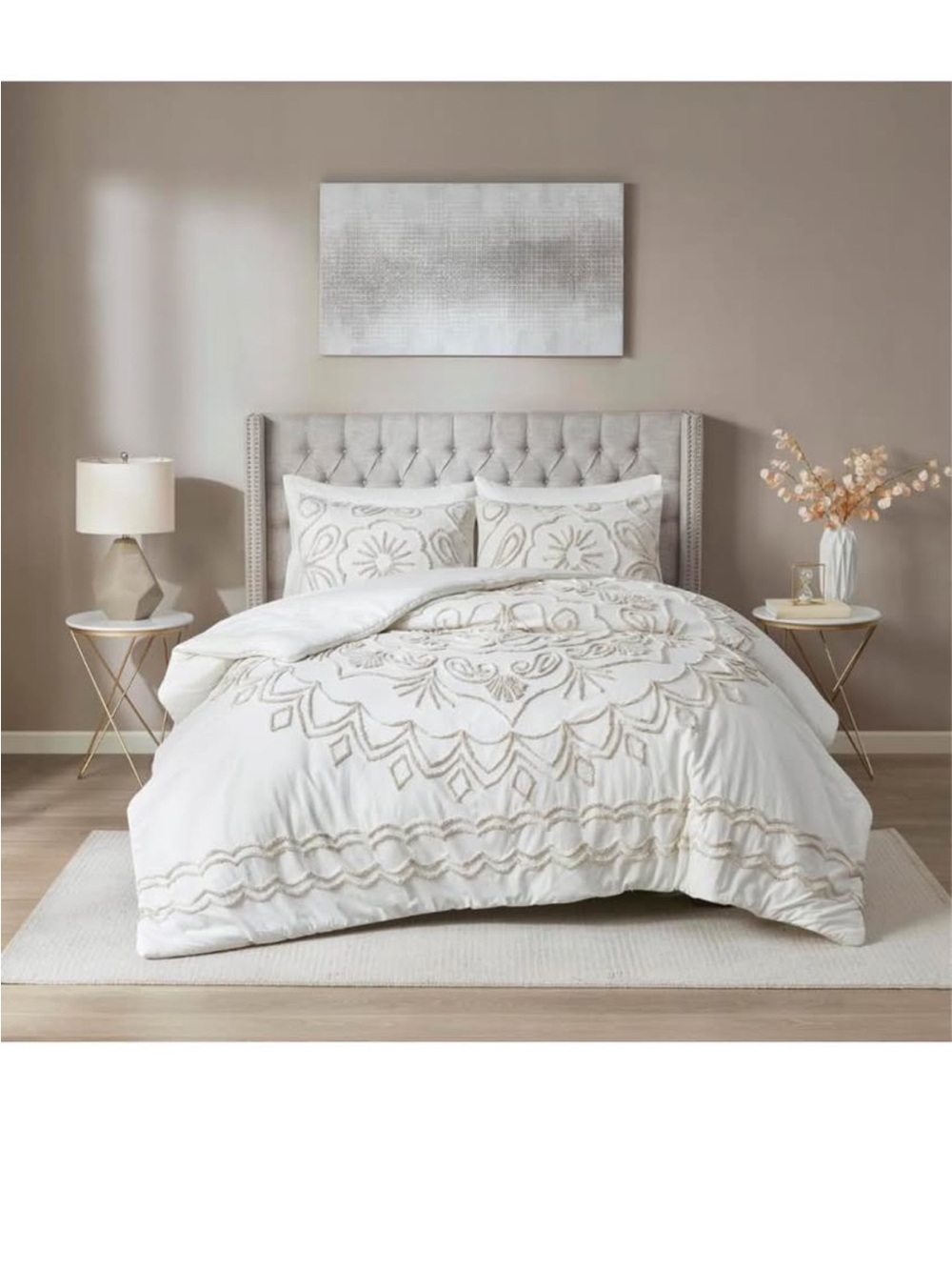 Madison Park Violette Chenille Cotton Tufted Comforter Large Medallion Design